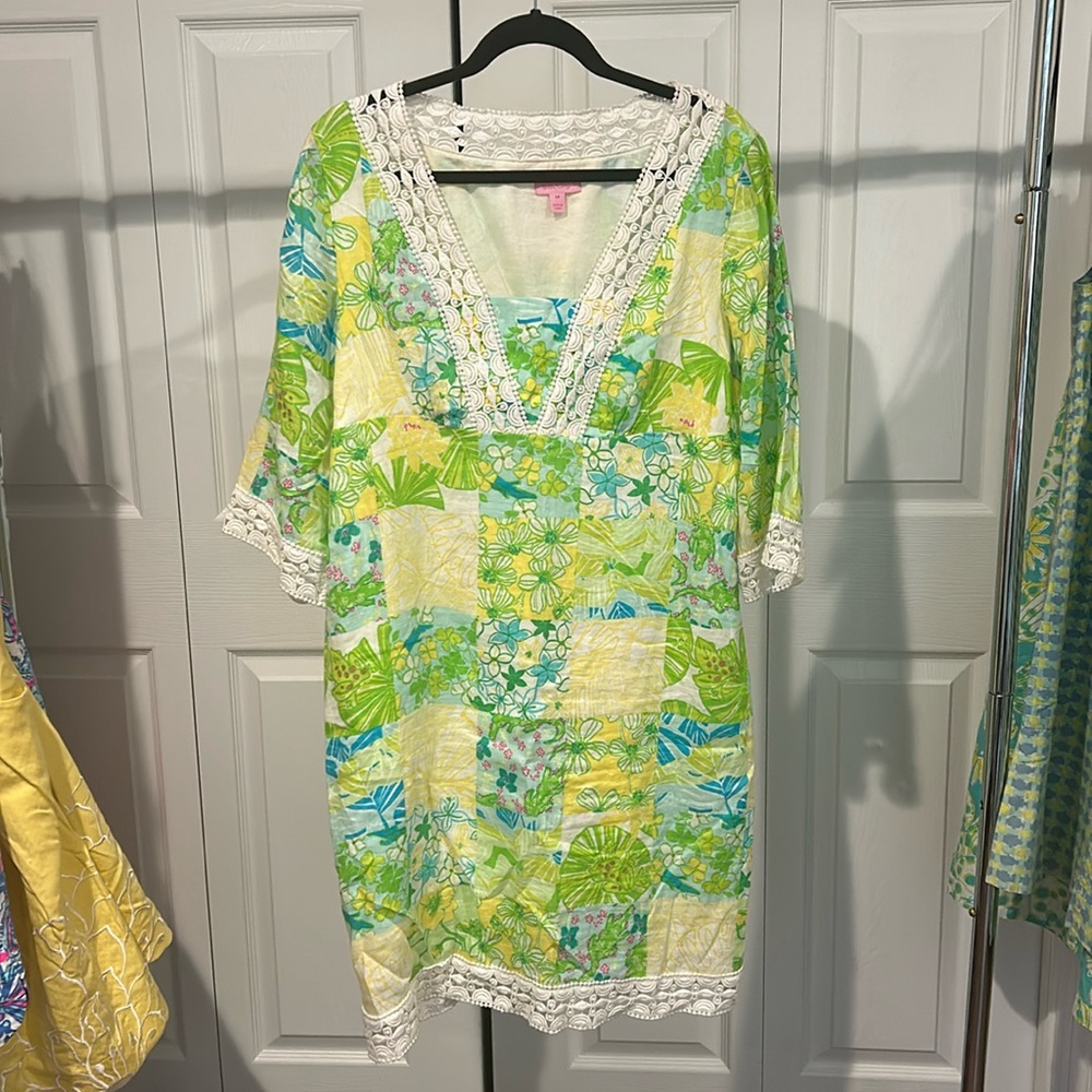 Lilly Pulitzer Lemon Lime Patch Work Lace Dress